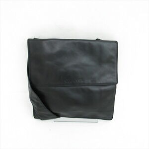 CHANEL Flat Shoulder Bag Black Lamb Leather